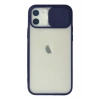 Apple iPhone 12 Kılıf Palm Buzlu Kamera Sürgülü Silikon - Lacivert