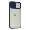 Apple iPhone 12 Kılıf Palm Buzlu Kamera Sürgülü Silikon - Lacivert