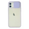 Apple iPhone 12 Kılıf Palm Buzlu Kamera Sürgülü Silikon - Lila
