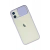 Apple iPhone 12 Kılıf Palm Buzlu Kamera Sürgülü Silikon - Lila
