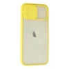 Apple iPhone 12 Kılıf Palm Buzlu Kamera Sürgülü Silikon - Sarı