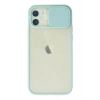 Apple iPhone 12 Kılıf Palm Buzlu Kamera Sürgülü Silikon - Turkuaz