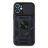 Apple iPhone 12 Kılıf Pars Lens Yüzüklü Silikon - Lacivert