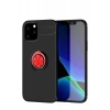 Apple iPhone 12 Kılıf Range Yüzüklü Silikon - Siyah-Kırmızı