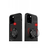Apple iPhone 12 Kılıf Range Yüzüklü Silikon - Siyah-Kırmızı