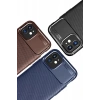 Apple iPhone 12 Mini Kılıf Auto Focus Karbon Kapak - Kahverengi