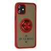 Apple iPhone 12 Mini Kılıf Montreal Yüzüklü Silikon Kapak - Kırmızı
