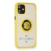 Apple iPhone 12 Mini Kılıf Montreal Yüzüklü Silikon Kapak - Sarı