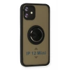 Apple iPhone 12 Mini Kılıf Montreal Yüzüklü Silikon Kapak - Siyah