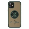 Apple iPhone 12 Mini Kılıf Montreal Yüzüklü Silikon Kapak - Yeşil
