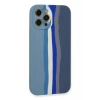 Apple iPhone 12 Pro Kılıf Ebruli Lansman Silikon - Mavi-Gri