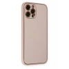 Apple iPhone 12 Pro Max Kılıf Coco Deri Silikon Kapak - Pudra