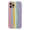 Apple iPhone 12 Pro Max Kılıf Ebruli Lansman Silikon - Pembe-Lila