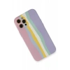 Apple iPhone 12 Pro Max Kılıf Ebruli Lansman Silikon - Pembe-Lila