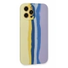 Apple iPhone 12 Pro Max Kılıf Ebruli Lansman Silikon - Sarı-Lila
