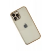 Apple iPhone 12 Pro Max Kılıf Lensli Silikon - Gold