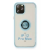Apple iPhone 12 Pro Max Kılıf Montreal Yüzüklü Silikon Kapak - Buz Mavi