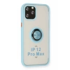 Apple iPhone 12 Pro Max Kılıf Montreal Yüzüklü Silikon Kapak - Buz Mavi