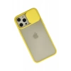 Apple iPhone 12 Pro Max Kılıf Palm Buzlu Kamera Sürgülü Silikon - Sarı
