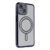 Apple iPhone 13 Kılıf Joke Simli Magneticsafe Kılıf - Lacivert