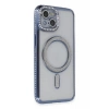 Apple iPhone 13 Kılıf Joke Simli Magneticsafe Kılıf - Mavi