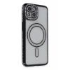 Apple iPhone 13 Kılıf Joke Simli Magneticsafe Kılıf - Siyah