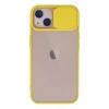 Apple iPhone 13 Kılıf Palm Buzlu Kamera Sürgülü Silikon - Sarı