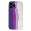 Apple iPhone 13 Pro Kılıf Ebruli Lansman Silikon - Mor-Beyaz