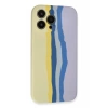 Apple iPhone 13 Pro Kılıf Ebruli Lansman Silikon - Sarı-Lila