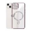 Apple iPhone 14 Kılıf Joke Simli Magneticsafe Kılıf - Derin Mor