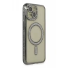 Apple iPhone 14 Kılıf Joke Simli Magneticsafe Kılıf - Gri