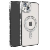 Apple iPhone 14 Kılıf Joke Simli Magneticsafe Kılıf - Gümüş