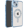 Apple iPhone 14 Kılıf Joke Simli Magneticsafe Kılıf - Mavi