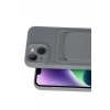 Apple iPhone 14 Kılıf Kelvin Kartvizitli Silikon - Gri