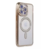Apple iPhone 14 Pro Kılıf Joke Simli Magneticsafe Kılıf - Gold
