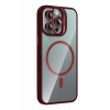 Apple iPhone 14 Pro Max Remim Lensli Magsafe Standlı Kapak - Bordo