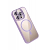Apple iPhone 14 Pro Max Remim Lensli Magsafe Standlı Kapak - Lila