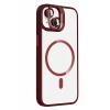 Apple iPhone 14 Remim Lensli Magsafe Standlı Kapak - Bordo