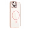 Apple iPhone 14 Remim Lensli Magsafe Standlı Kapak - Pembe