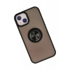 Apple iPhone 15 Kılıf Montreal Yüzüklü Silikon Kapak - Siyah