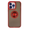 Apple iPhone 15 Pro Max Kılıf Montreal Yüzüklü Silikon Kapak - Kırmızı
