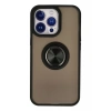 Apple iPhone 15 Pro Max Kılıf Montreal Yüzüklü Silikon Kapak - Siyah