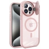 Apple iPhone 15 Pro Max Kılıf Teleskop Lens Magsafe Silikon Kapak - Pembe