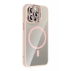 Apple iPhone 15 Pro Max Remim Lensli Magsafe Standlı Kapak - Pembe