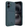 Apple iPhone 16 Kılıf Kelvin Kartvizitli Silikon - Koyu Yeşil