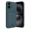 Apple iPhone 16 Kılıf Kelvin Kartvizitli Silikon - Koyu Yeşil