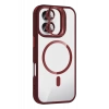 Apple iPhone 16 Plus Remim Lensli Magsafe Standlı Kapak - Bordo