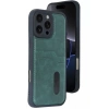 Apple iPhone 16 Pro Kılıf Sara Kartvizitli Deri Kılıf - Koyu Yeşil