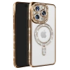 Apple iPhone 16 Pro Max Kılıf Joke Simli Magneticsafe Kılıf - Gold