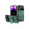 Apple iPhone 16 Pro Max Kılıf Joy Lens Standlı Kapak - Koyu Yeşil